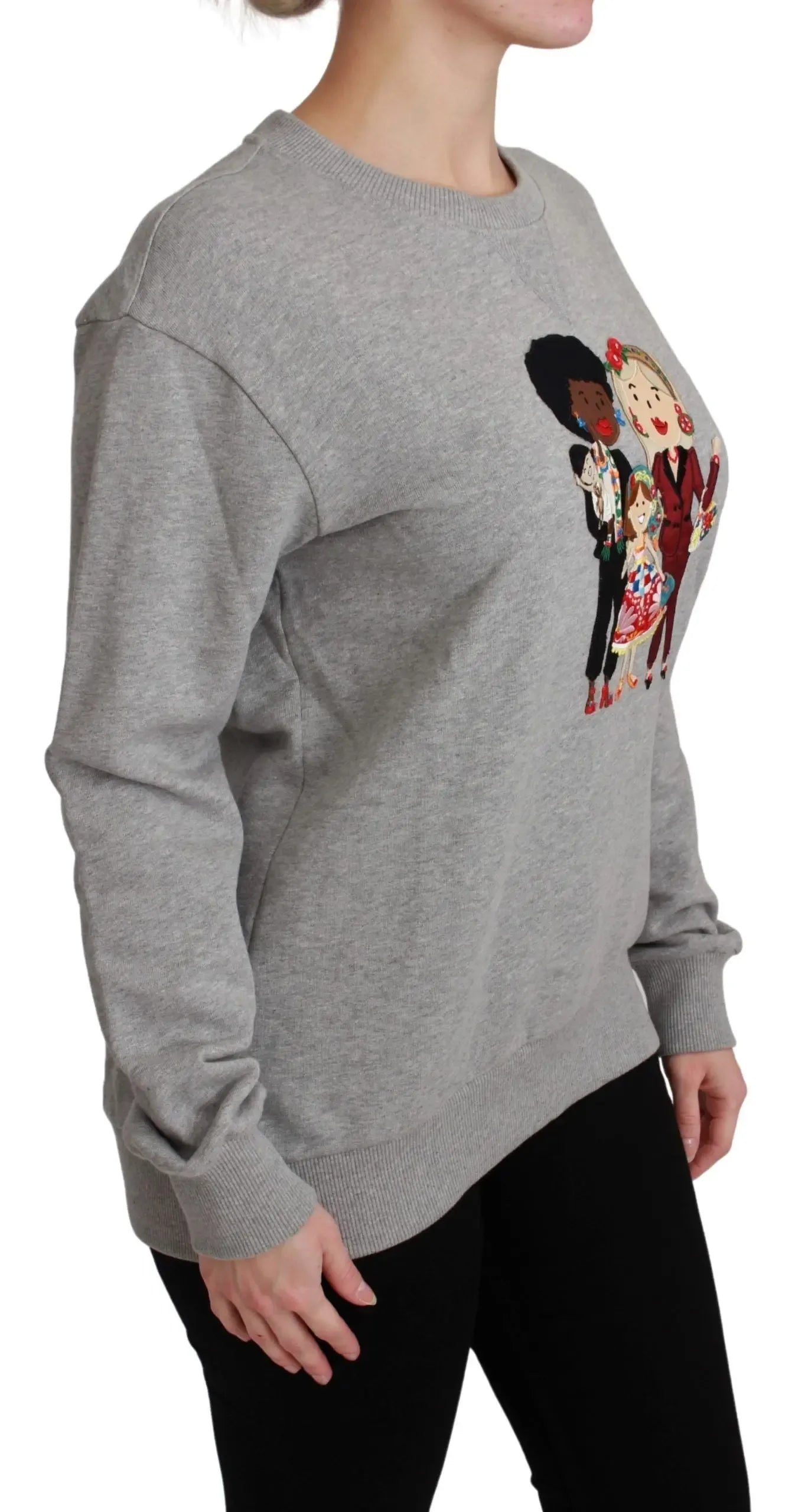 Dolce & Gabbana Gray #dgfamily Cotton Pullover Sweater - Zeiniez