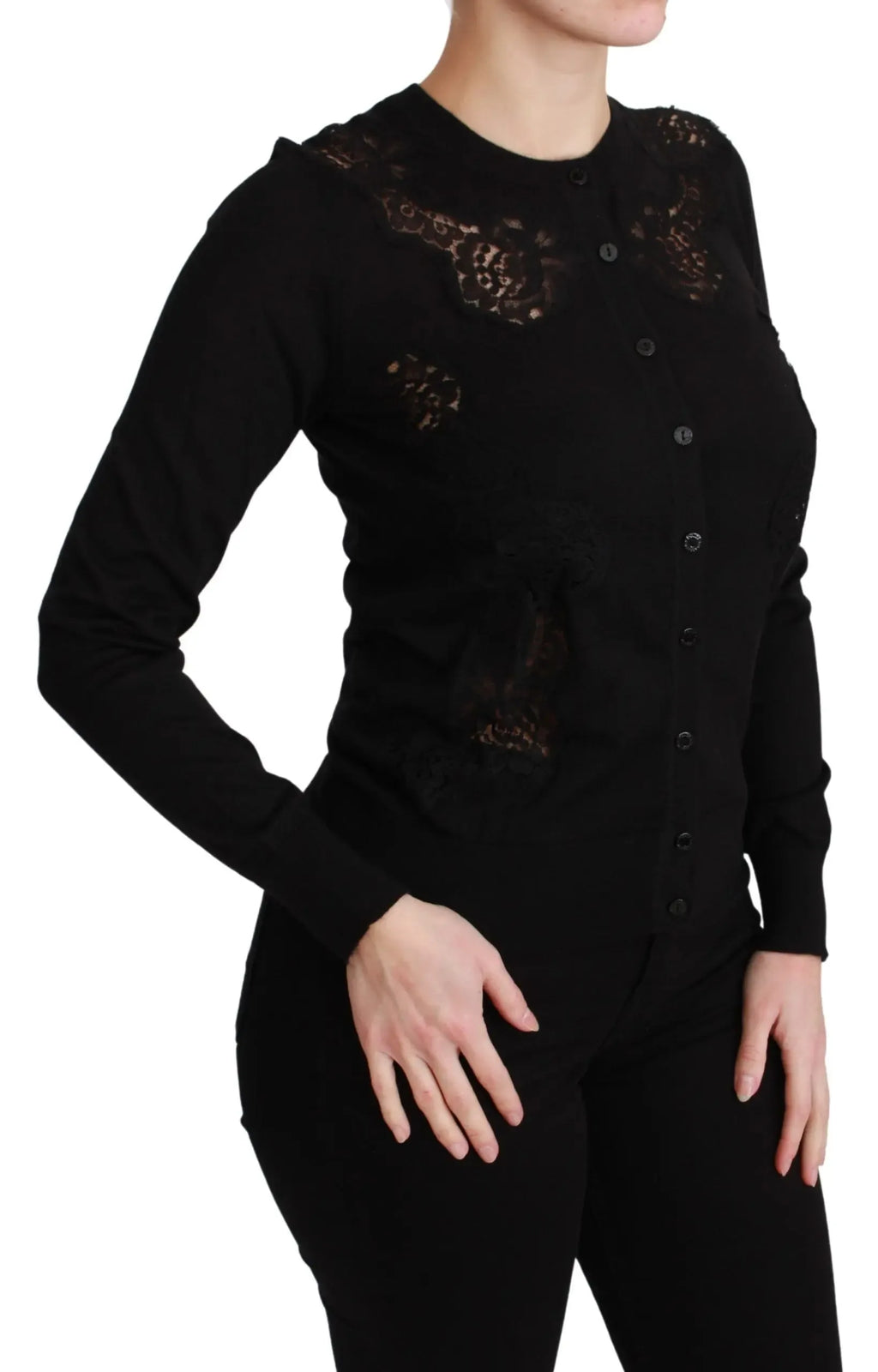 Dolce & Gabbana Black Cashmere Lace Cardigan Sweater - Zeiniez