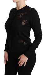 Dolce & Gabbana Black Cashmere Lace Cardigan Sweater - Zeiniez