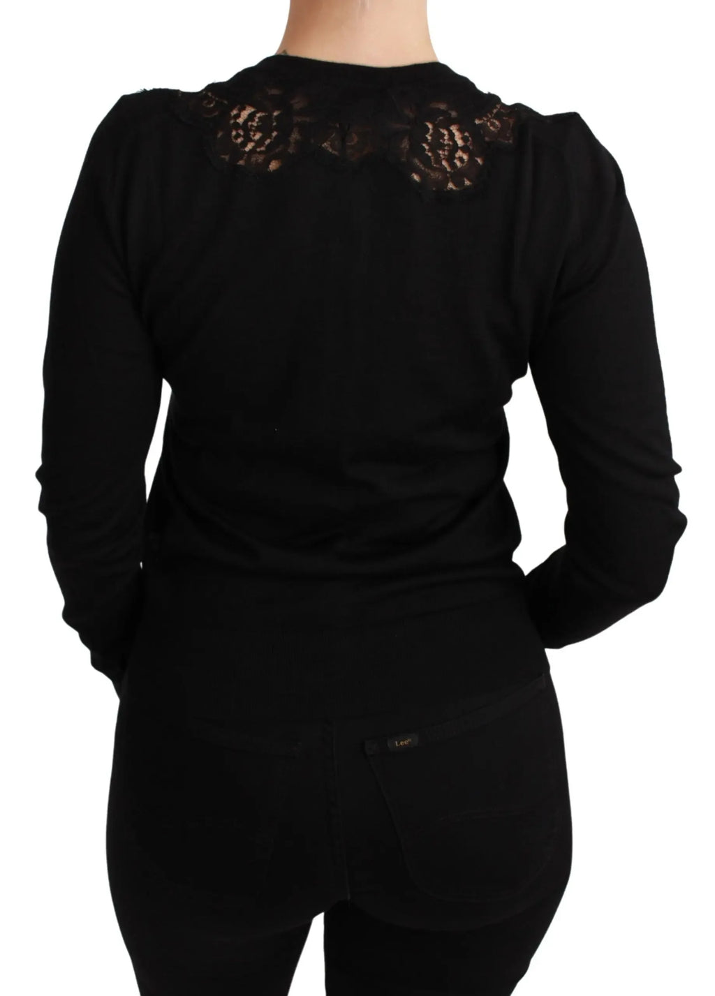 Dolce & Gabbana Black Cashmere Lace Cardigan Sweater - Zeiniez