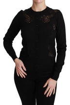 Dolce & Gabbana Black Cashmere Lace Cardigan Sweater - Zeiniez