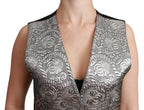Dolce & Gabbana Silver Brocade Sleeveless Metallic Top - Zeiniez