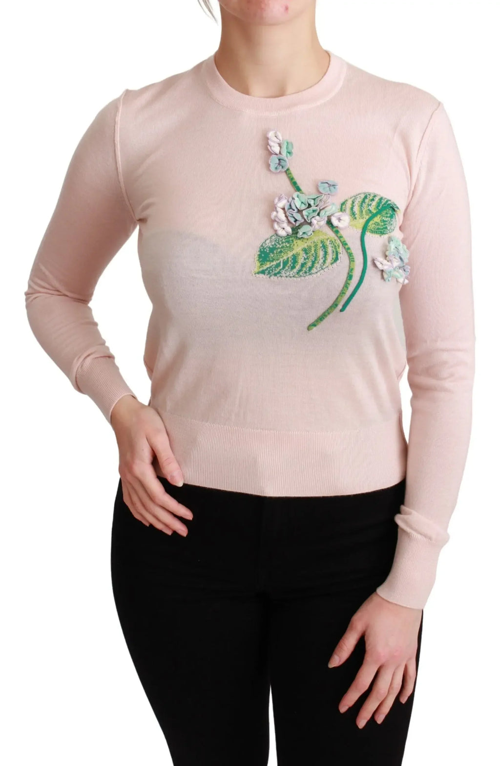 Dolce & Gabbana Pink Floral Silk Cashmere Pullover Sweater - Zeiniez