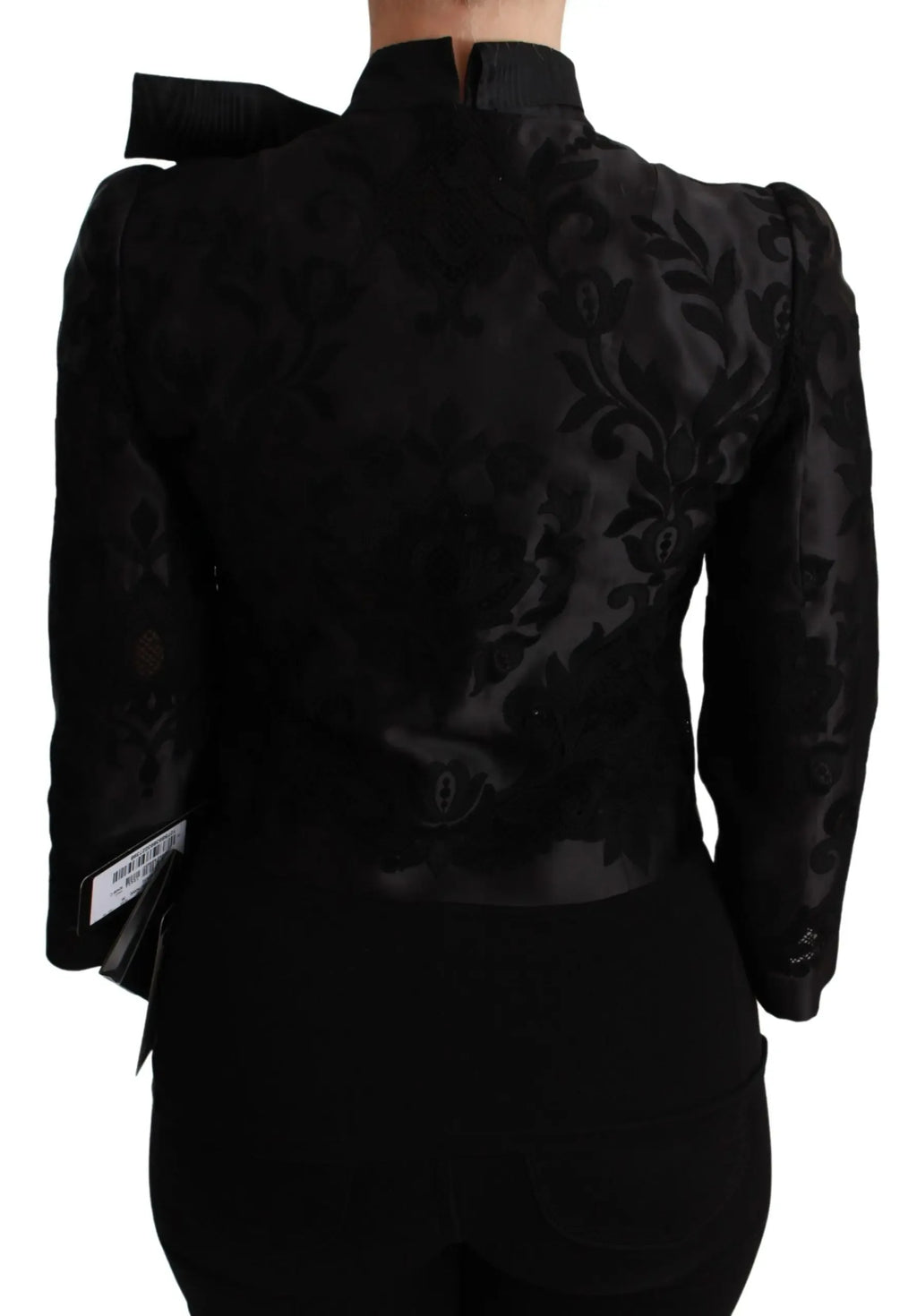 Dolce & Gabbana Black Floral Jacquard Blazer Silk Jacket - Zeiniez