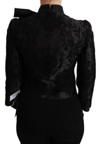 Dolce & Gabbana Black Floral Jacquard Blazer Silk Jacket - Zeiniez