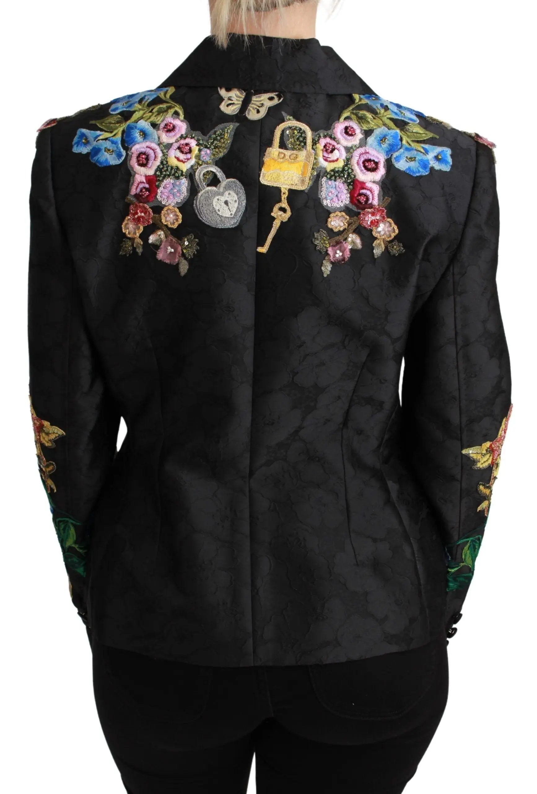 Dolce & Gabbana Black Brocade Crystal Blazer Jacket - Zeiniez
