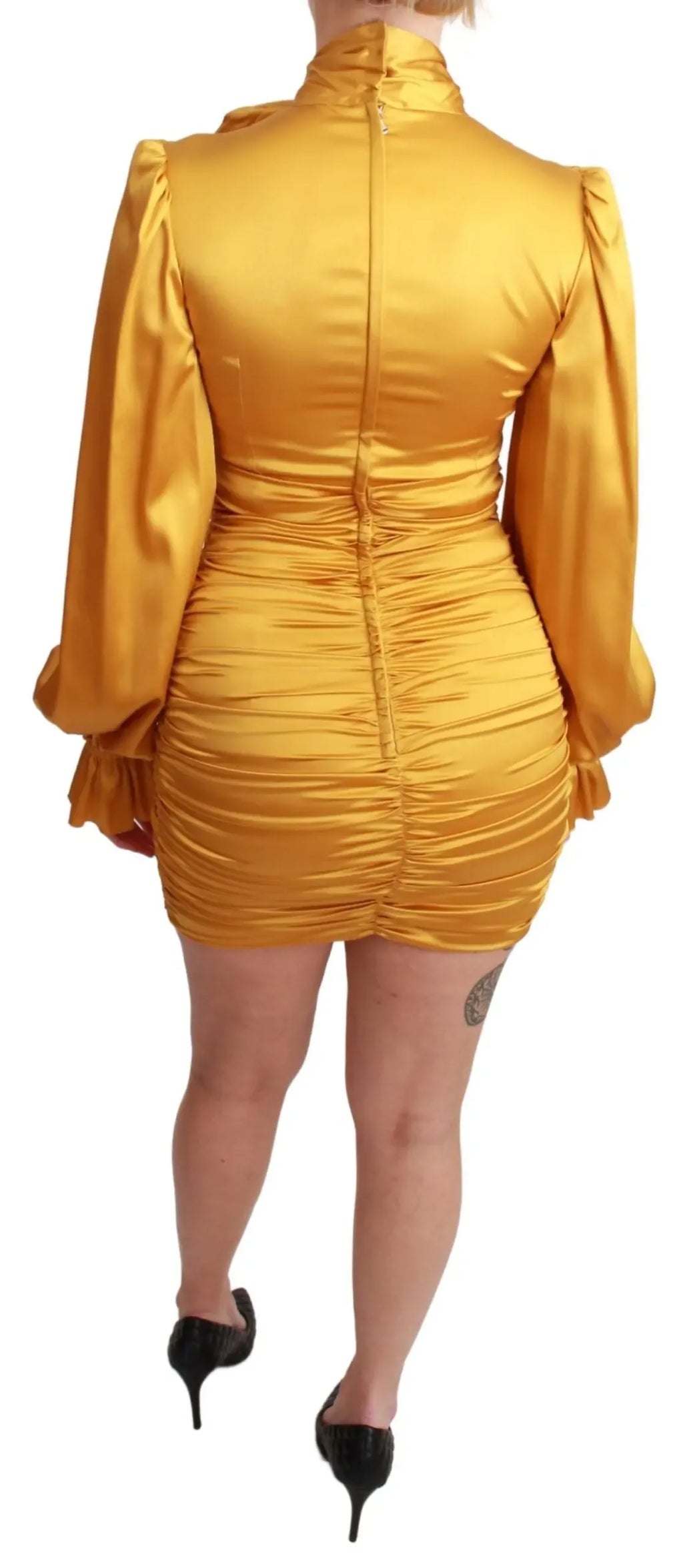Dolce & Gabbana Yellow Silk Stretch Sheath Bodycon Mini Dress - Zeiniez