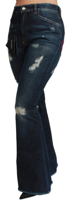 Dolce & Gabbana Blue Denim Cotton Stretch Flared Jeans - Zeiniez