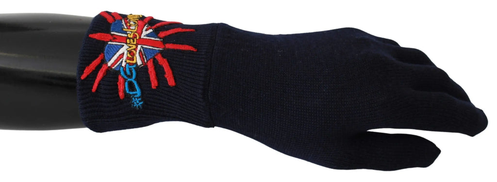 Dolce & Gabbana Blue #DGLovesLondon Embroidered Wool Gloves - Zeiniez