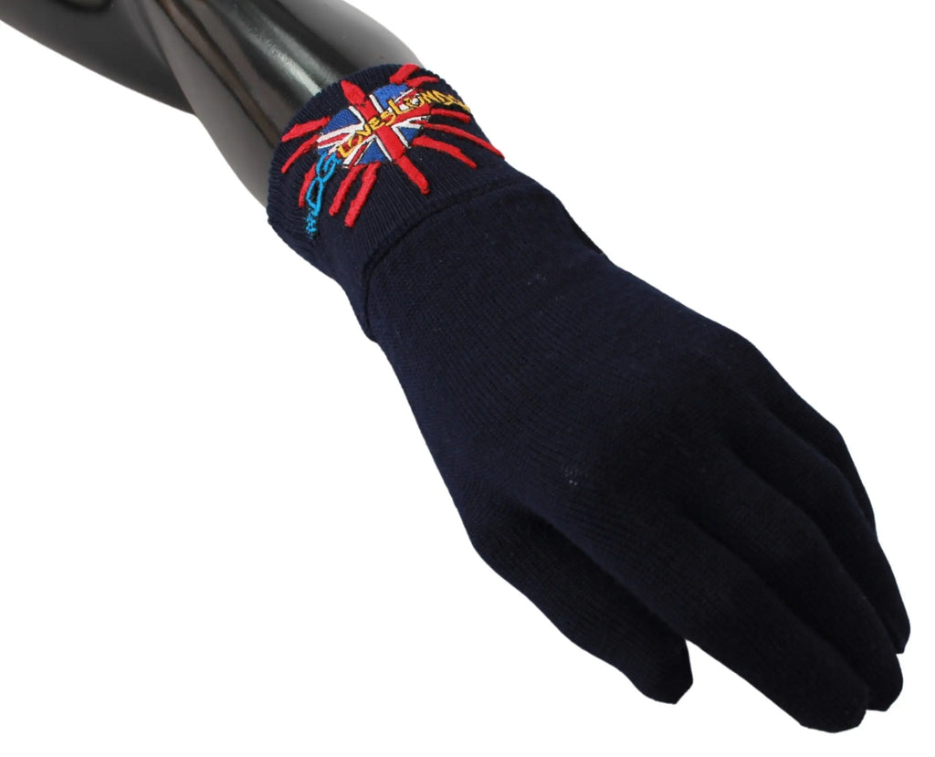 Dolce & Gabbana Blue #DGLovesLondon Embroidered Wool Gloves - Zeiniez