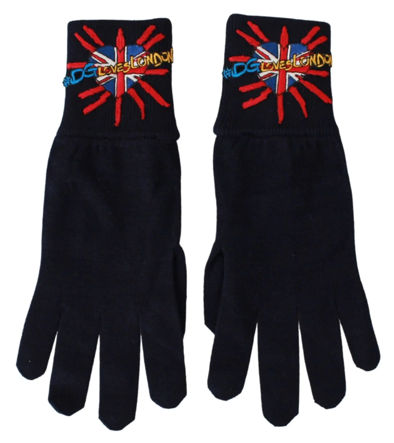 Dolce & Gabbana Blue #DGLovesLondon Embroidered Wool Gloves - Zeiniez