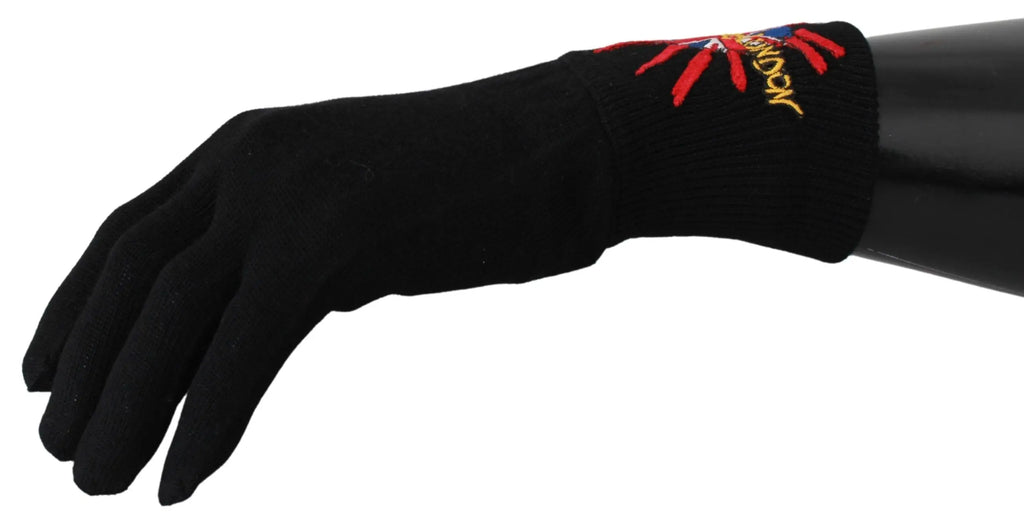 Dolce & Gabbana Black #DGLovesLondon Embroidered Wool Gloves - Zeiniez
