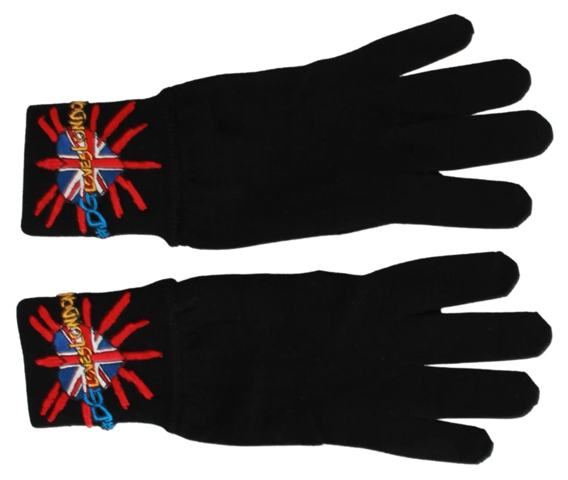 Dolce & Gabbana Black #DGLovesLondon Embroidered Wool Gloves - Zeiniez