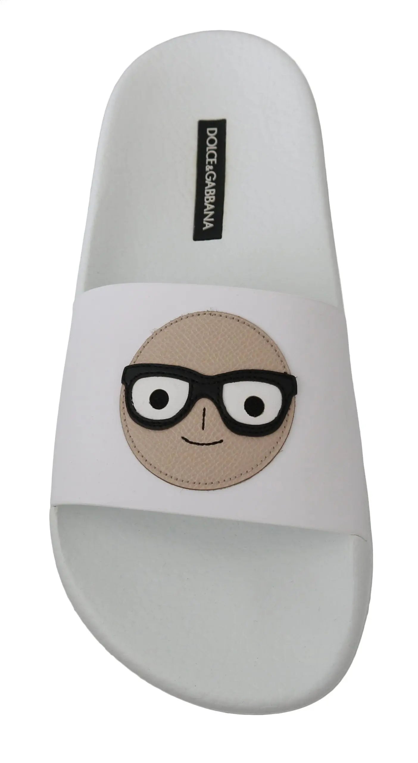 Dolce & Gabbana White Leather #dgfamily Slides Shoes Sandals - Zeiniez