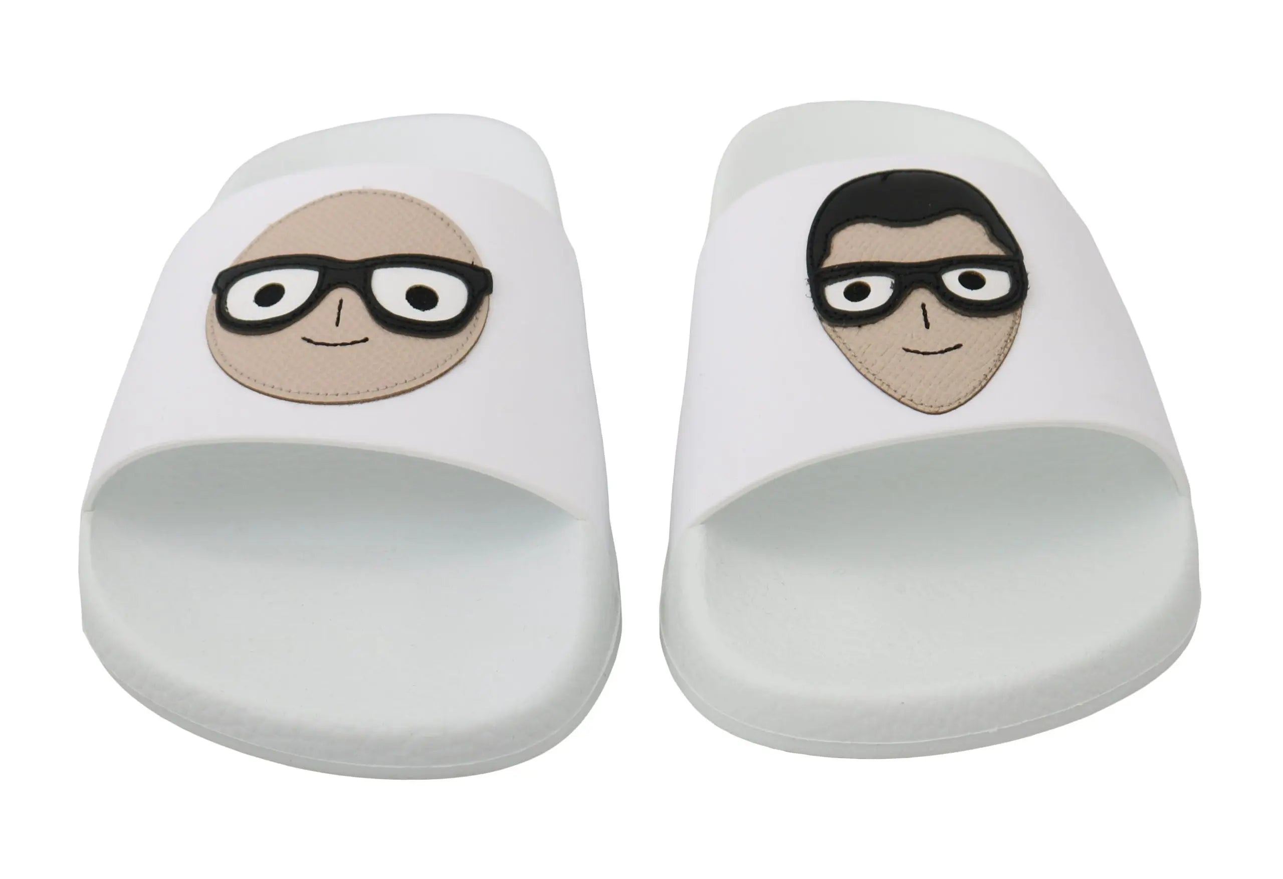 Dolce & Gabbana White Leather #dgfamily Slides Shoes Sandals - Zeiniez