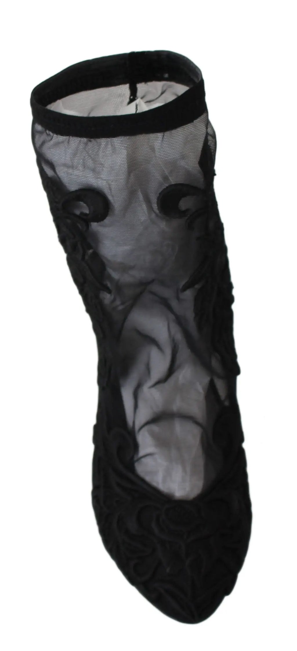 Dolce & Gabbana Black Roses Stilettos Booties Socks Shoes - Zeiniez