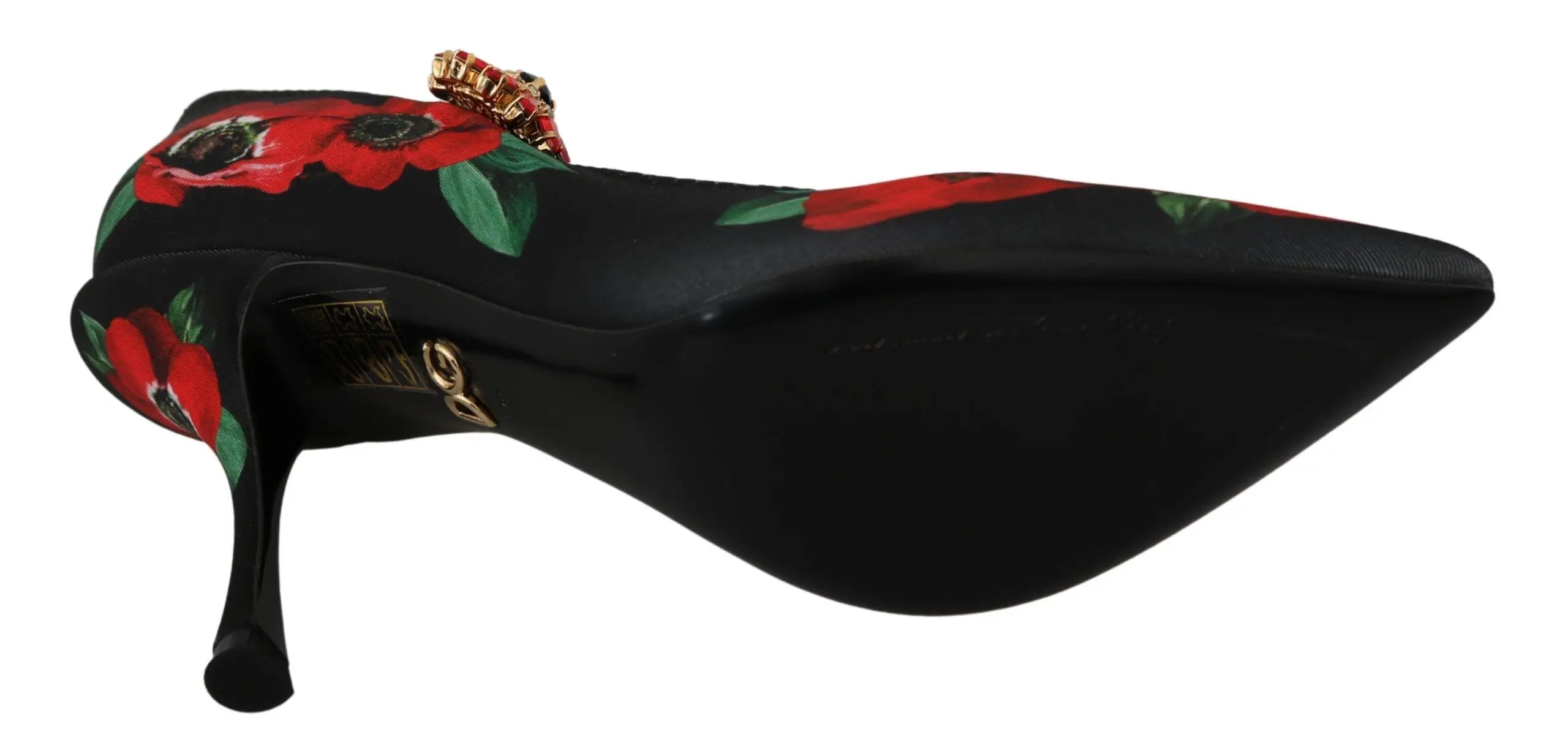 Dolce & Gabbana Black Red Floral Mary Janes Pumps Shoes - Zeiniez