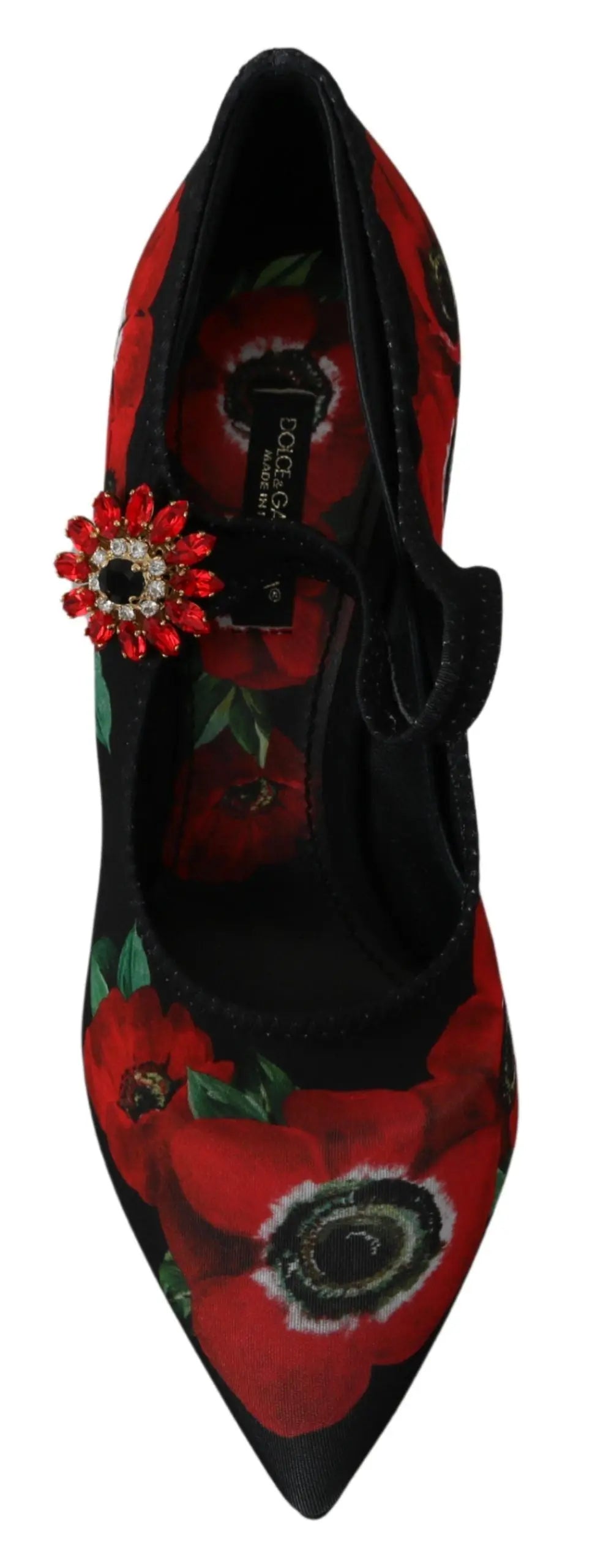 Dolce & Gabbana Black Red Floral Mary Janes Pumps Shoes - Zeiniez