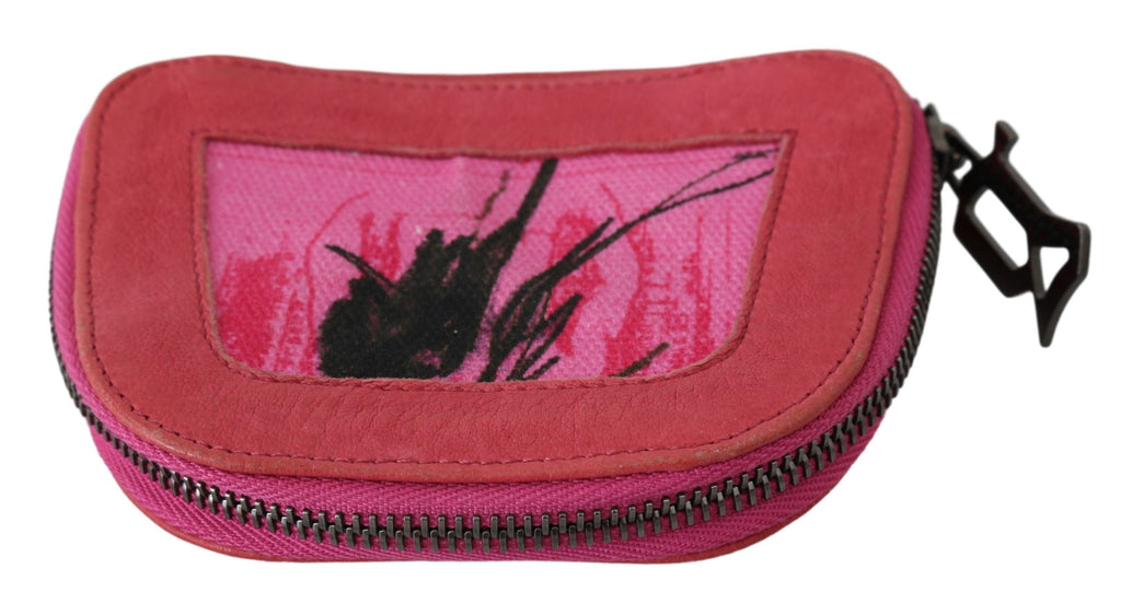 PINKO Pink Suede Printed Coin Holder Women Fabric Zippered Purse - Zeiniez