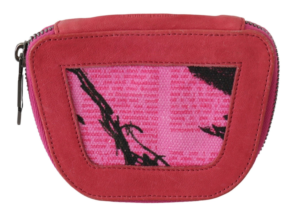 PINKO Pink Suede Printed Coin Holder Women Fabric Zippered Purse - Zeiniez