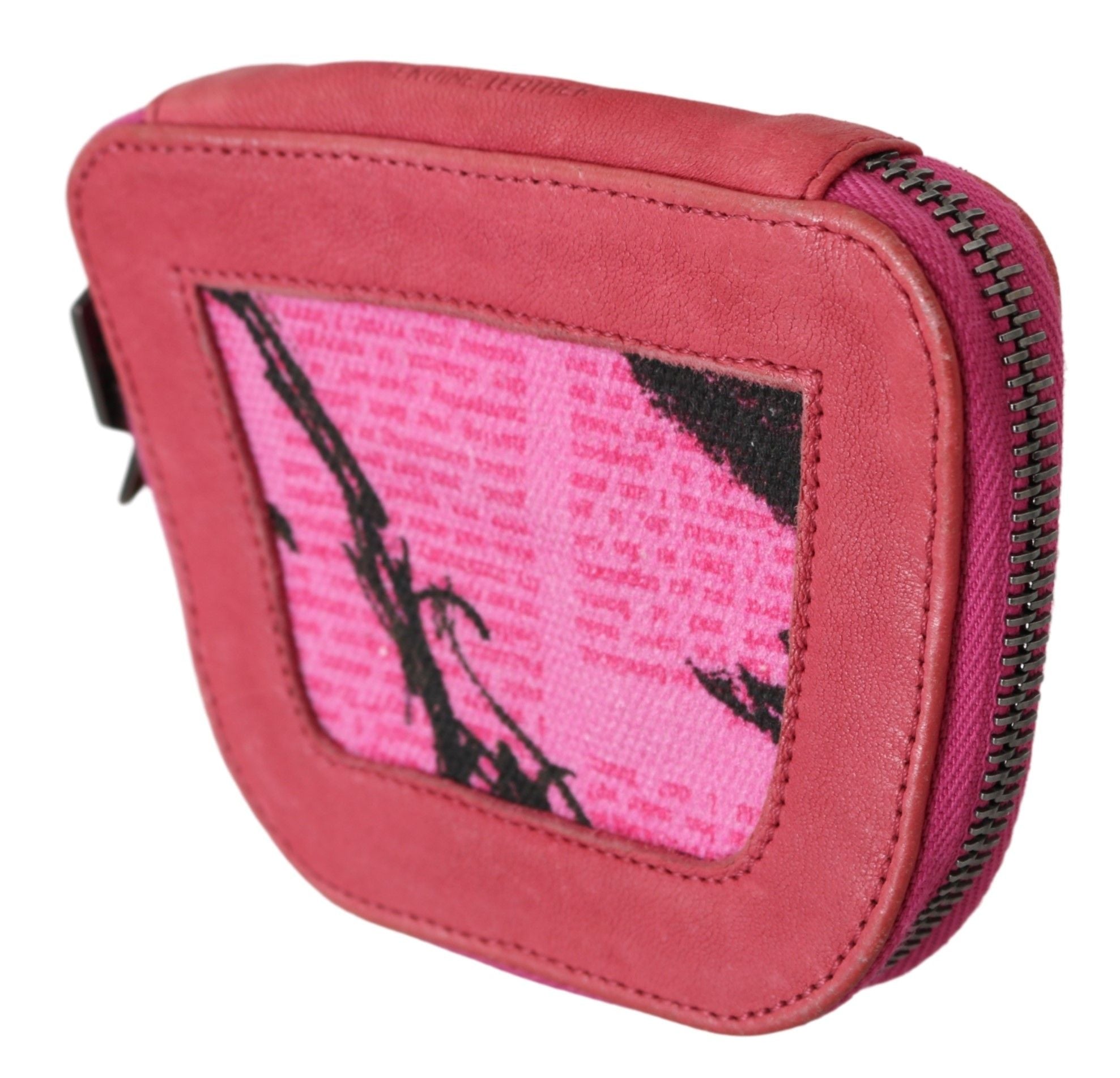 PINKO Pink Suede Printed Coin Holder Women Fabric Zippered Purse - Zeiniez