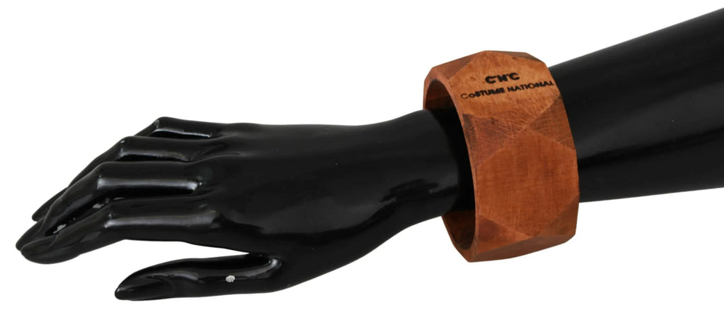 Costume National Brown Wooden Branded Bracelet - Zeiniez