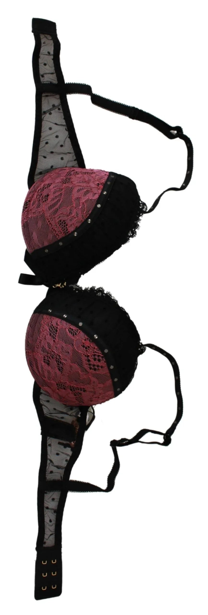 Roberto Cavalli Black Pink Lace Push Up Bra Underwear - Zeiniez