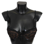 Roberto Cavalli Black Leopard Nylon Push Up Bra Underwear - Zeiniez
