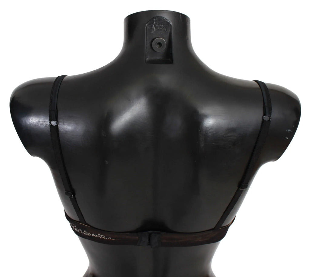 Roberto Cavalli Black Leopard Nylon Push Up Bra Underwear - Zeiniez