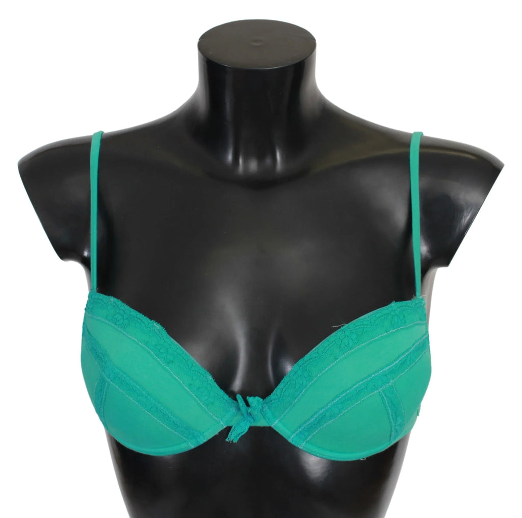 Ermanno Scervino Green Push Up Bra 100% Cotton Underwear - Zeiniez