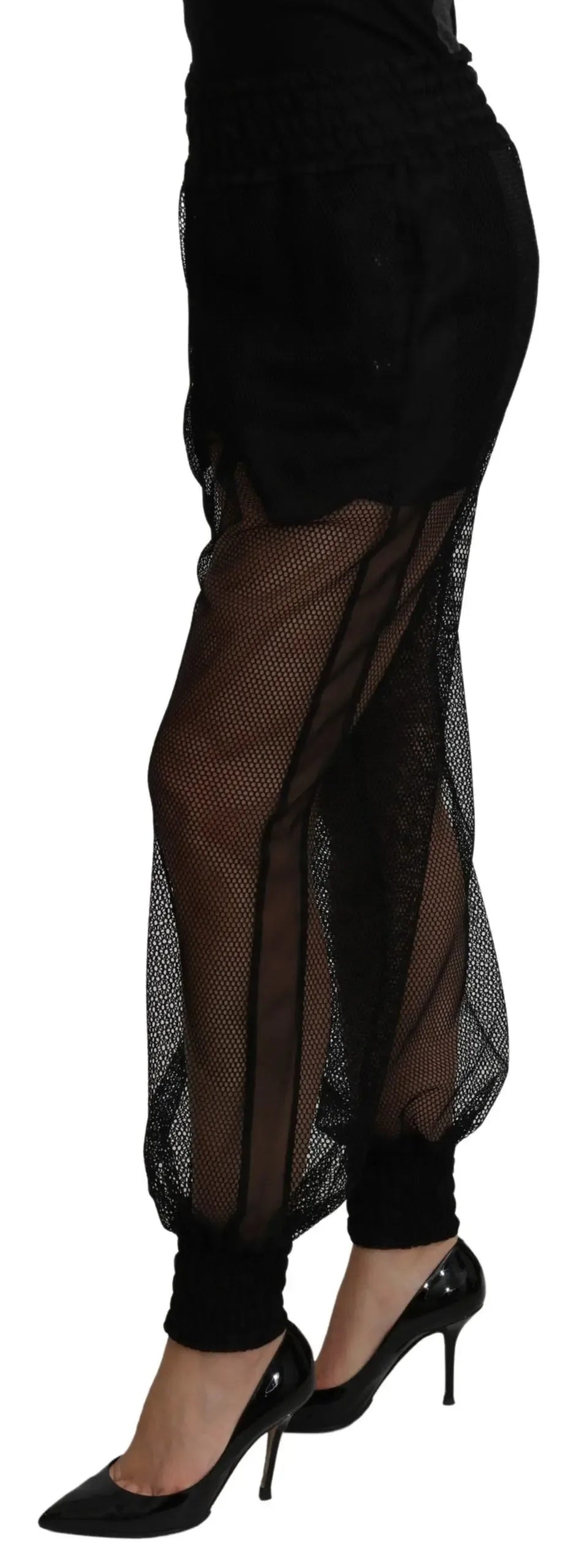 Dolce & Gabbana Black See Through Jogger Polyester Pants - Zeiniez