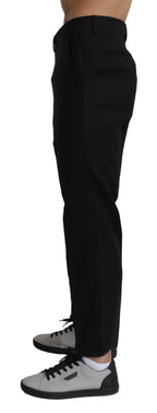 Dolce & Gabbana Black Cotton Wool Formal Dress Pants - Zeiniez