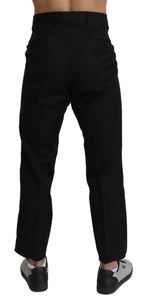 Dolce & Gabbana Black Cotton Wool Formal Dress Pants - Zeiniez