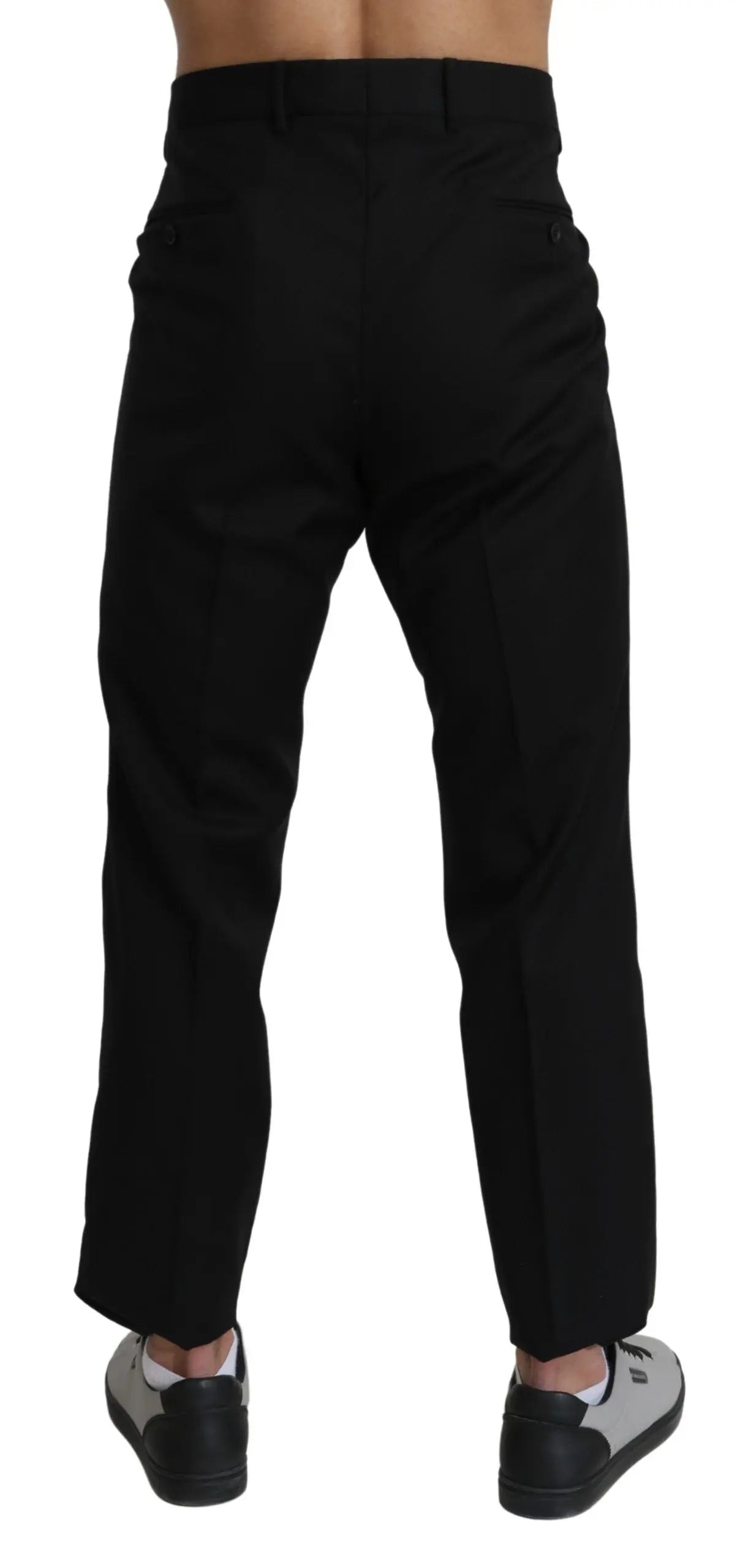 Dolce & Gabbana Black Cotton Wool Formal Dress Pants - Zeiniez