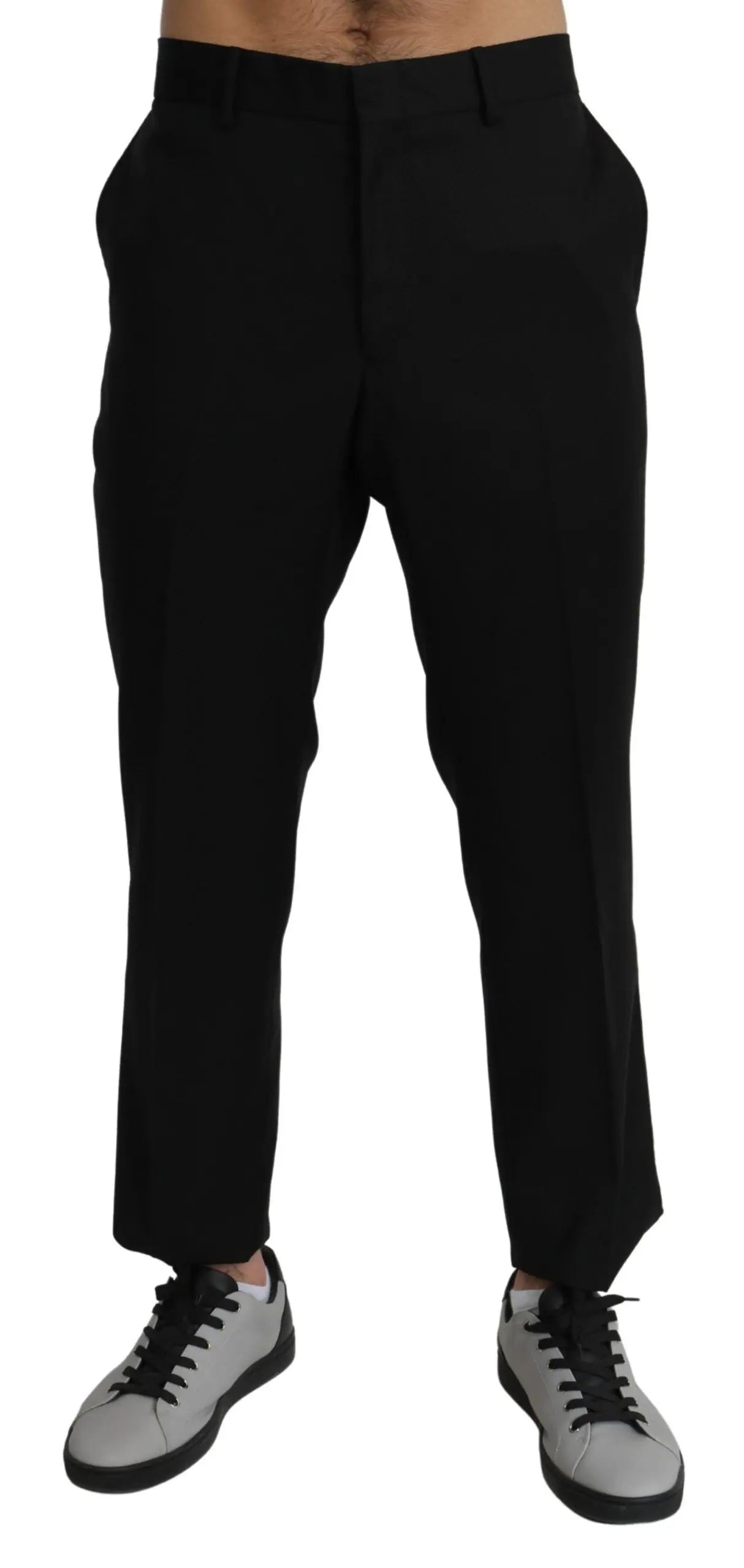 Dolce & Gabbana Black Cotton Wool Formal Dress Pants - Zeiniez