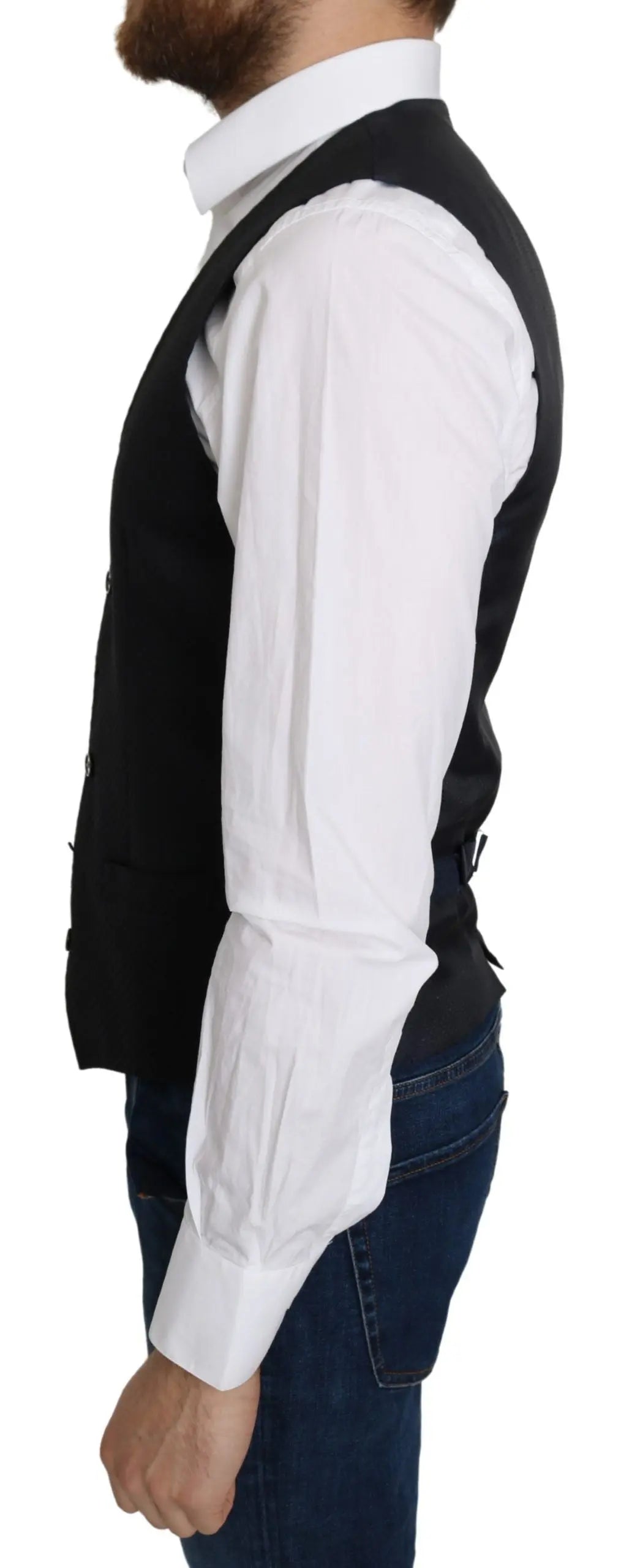 Dolce & Gabbana Blue Silk Romb Pattern Formal Coat Vest - Zeiniez