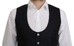 Dolce & Gabbana Blue Silk Romb Pattern Formal Coat Vest - Zeiniez