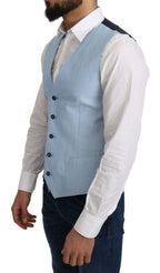 Dolce & Gabbana Blue Viscose Stretch Formal Coat Vest - Zeiniez