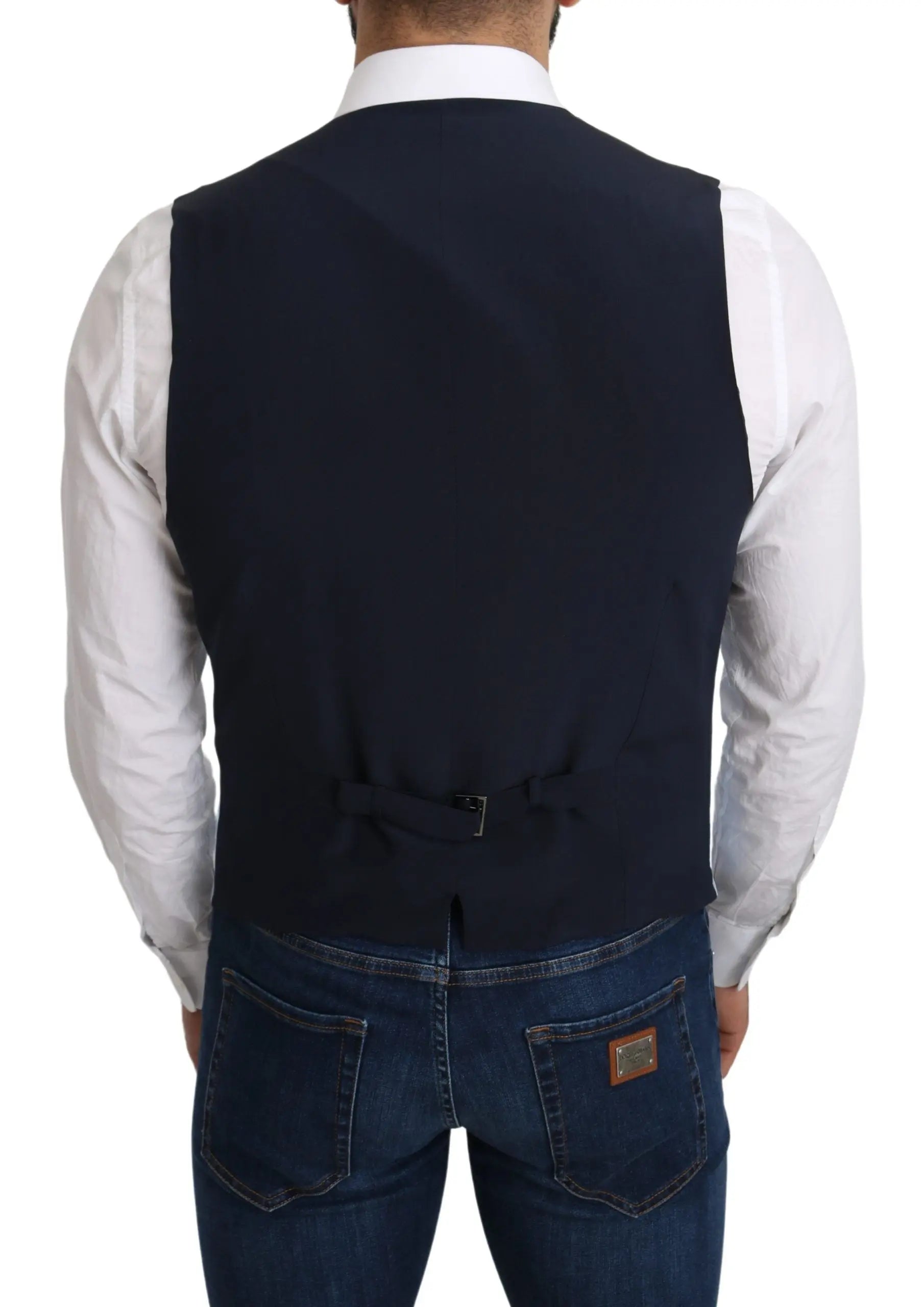 Dolce & Gabbana Blue Viscose Stretch Formal Coat Vest - Zeiniez