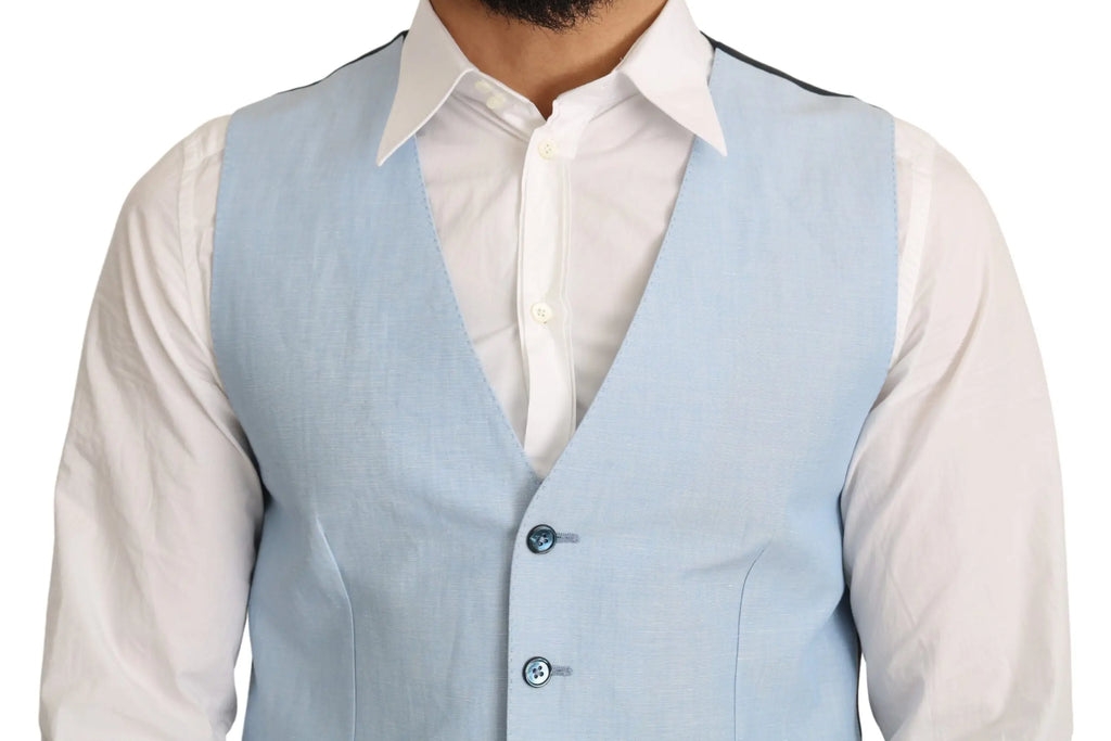 Dolce & Gabbana Blue Viscose Stretch Formal Coat Vest - Zeiniez