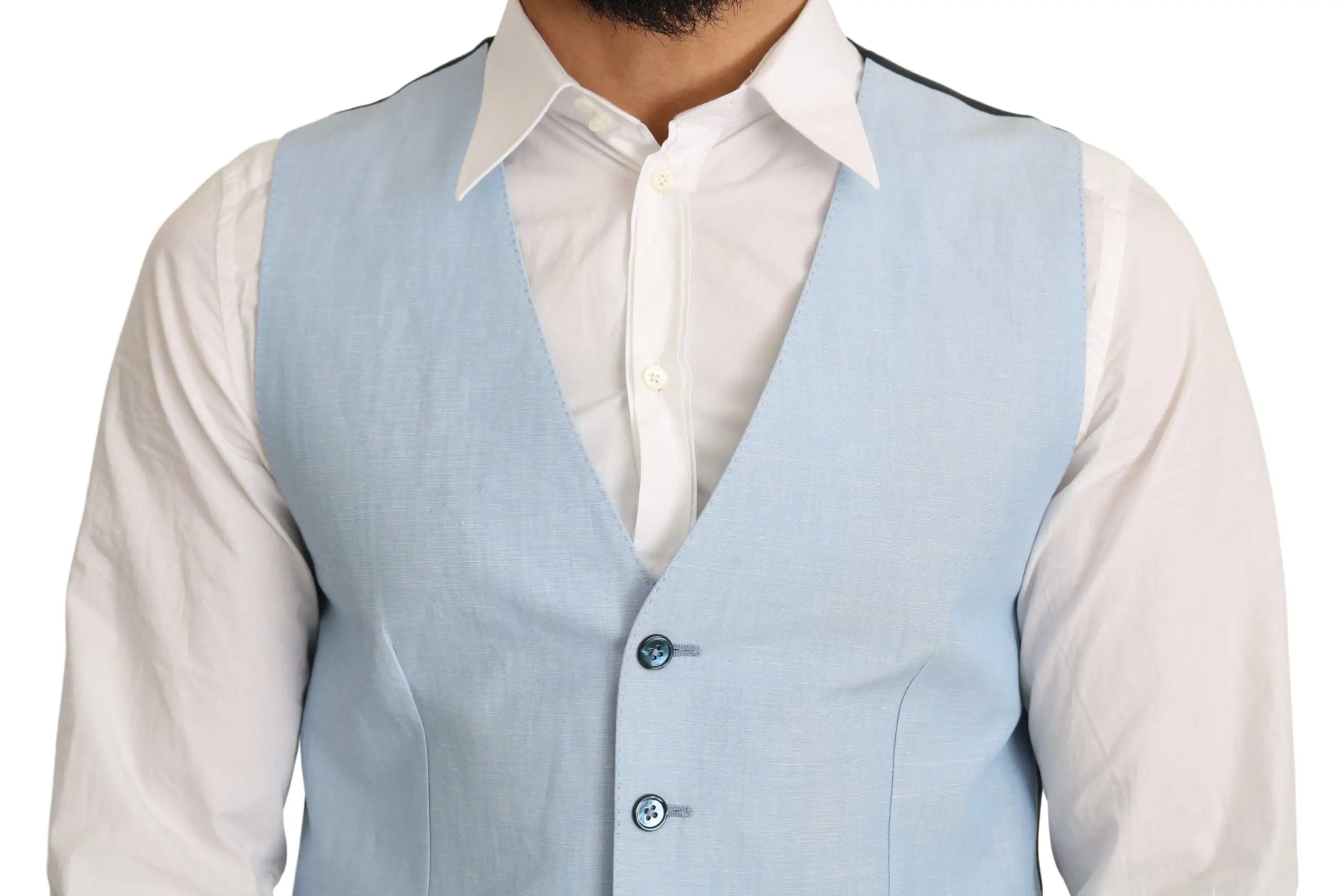 Dolce & Gabbana Blue Viscose Stretch Formal Coat Vest - Zeiniez