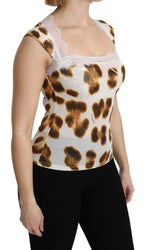Roberto Cavalli White Brown Camisole Underwear Blouse - Zeiniez