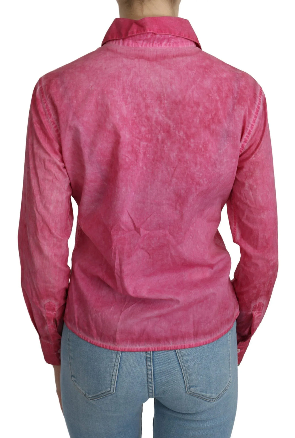 Ermanno Scervino Pink Collared Long Sleeve Shirt Blouse Top - Zeiniez