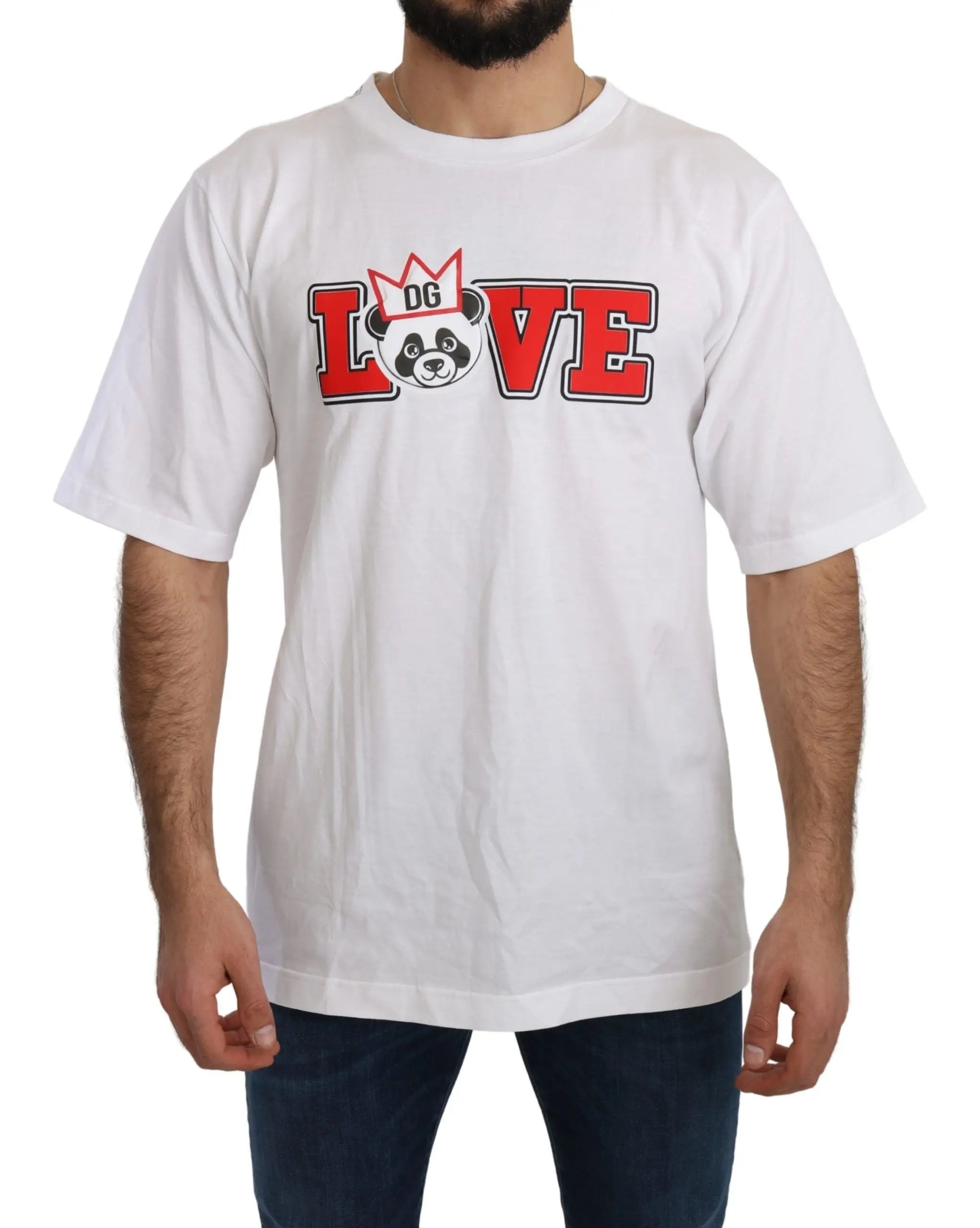 Dolce & Gabbana White Love Panda Print Top T-shirt - Zeiniez