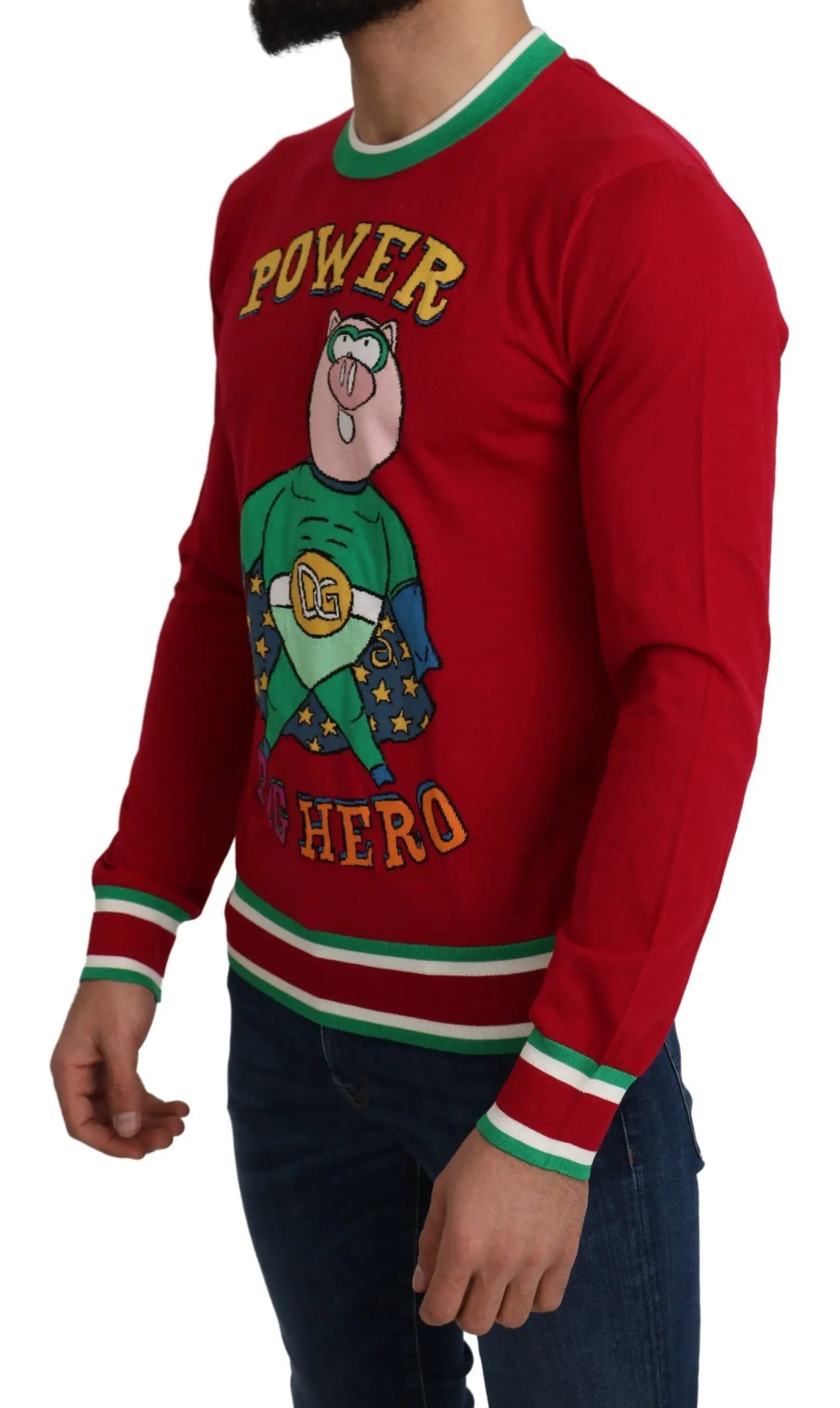 Dolce & Gabbana Red Wool Silk Pig of the Year Sweater - Zeiniez