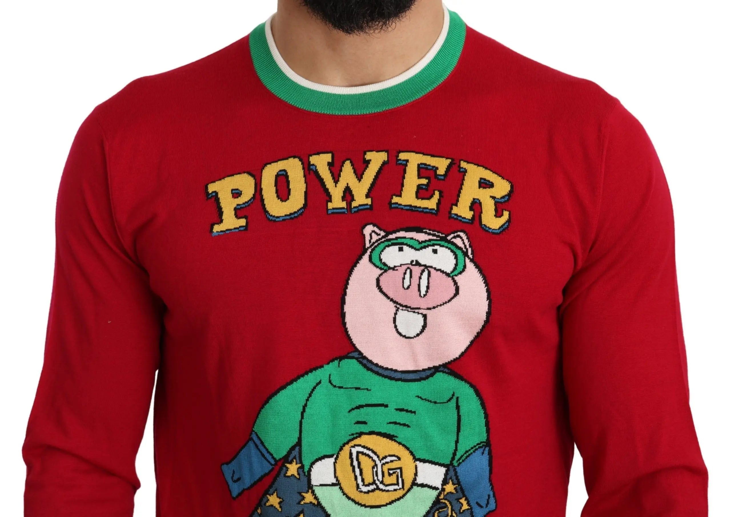 Dolce & Gabbana Red Wool Silk Pig of the Year Sweater - Zeiniez