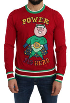 Dolce & Gabbana Red Wool Silk Pig of the Year Sweater - Zeiniez