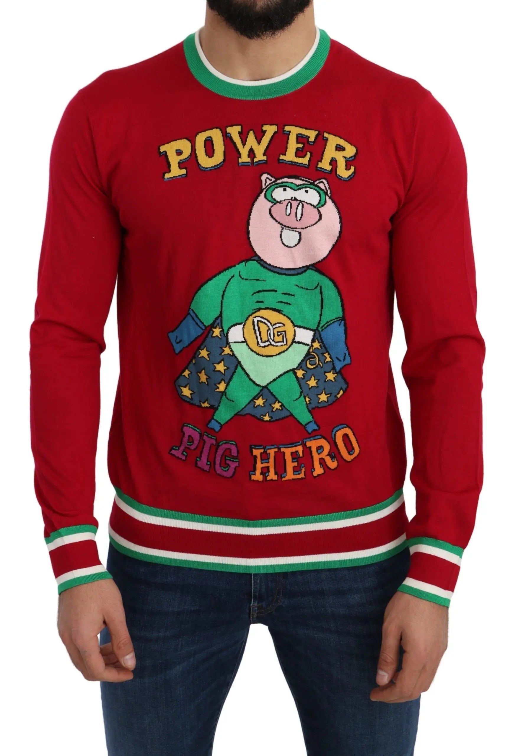 Dolce & Gabbana Red Wool Silk Pig of the Year Sweater - Zeiniez