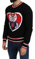 Dolce & Gabbana Black Cashmere Pig of the Year Pullover Sweater - Zeiniez
