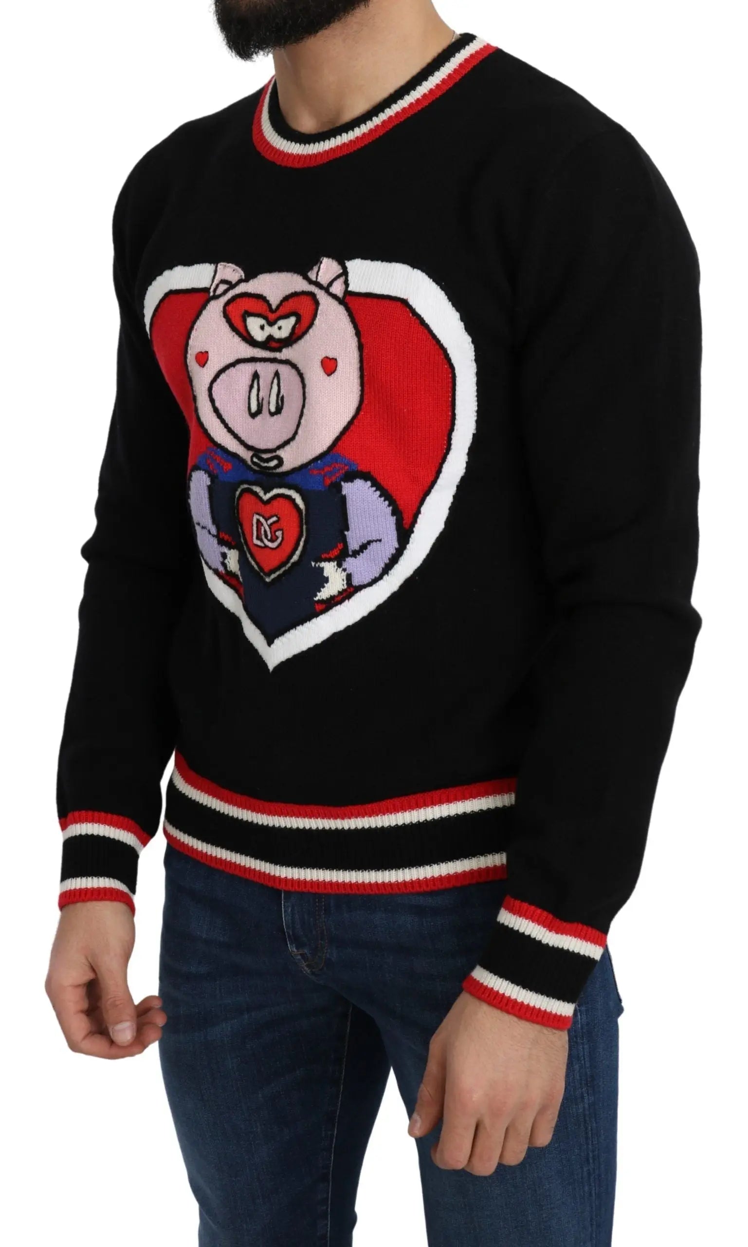 Dolce & Gabbana Black Cashmere Pig of the Year Pullover Sweater - Zeiniez
